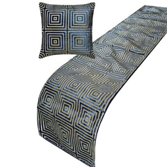 Sapphire Mirage - Velvet Blue Decorative Bed Runner and Pillow Cover