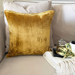 Gold Velvet Throw Pillow Cover - Gold Lines