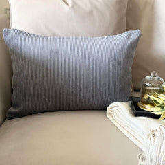 Dark Gray Velvet Throw Pillow Cover - Dark Gray Cords