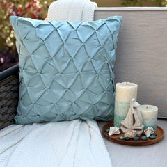 Sea Crunch - Blue Satin Throw Pillow Cover