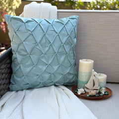 Sea Crunch - Blue Satin Throw Pillow Cover