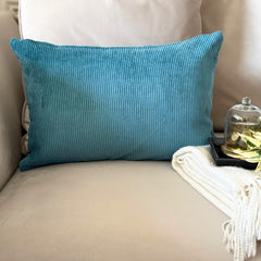 Teal Blue Velvet Throw Pillow Cover - Teal Blue Cords