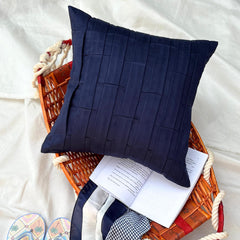 Navy Blue Love Tune - Navy Blue Suede Throw Pillow Cover