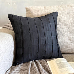 Black Love Tune - Black Suede Halloween Throw Pillow Cover