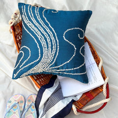 Undersea Magic - Blue Art Silk Throw Pillow Cover