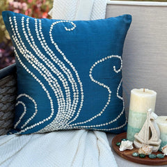 Undersea Magic - Blue Art Silk Throw Pillow Cover