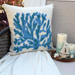 Seaweed Breeze - Blue Linen Throw Pillow Cover