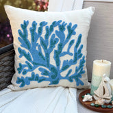 Seaweed Breeze - Blue Linen Throw Pillow Cover