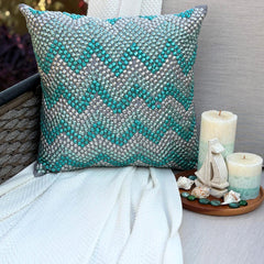 Turquoise Run - Turquoise Blue Art Silk Throw Pillow Cover