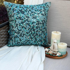 Sea The Dream - Blue Art Silk Throw Pillow Cover