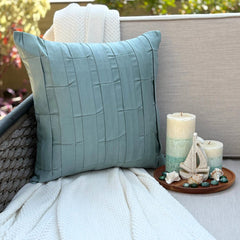 Dull Blue Love Tune - Dull Blue Faux Suede Throw Pillow Cover