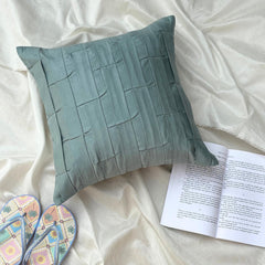 Dull Blue Love Tune - Dull Blue Faux Suede Throw Pillow Cover