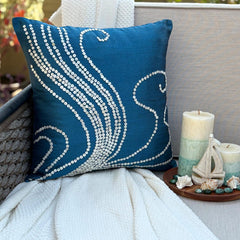 Undersea Magic - Blue Art Silk Throw Pillow Cover