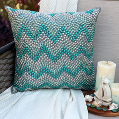 Turquoise Run - Turquoise Blue Art Silk Throw Pillow Cover