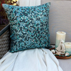 Sea The Dream - Blue Art Silk Throw Pillow Cover