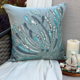 Water Burst - Light Blue Art Silk Throw Pillow Cover