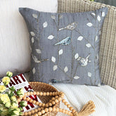 Pigeon Story - Gray Art Silk Throw Pillow Cover