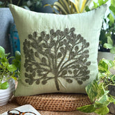 Green Tree - Green Art Silk Throw Pillow Cover