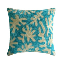 Aquamarine Corals - Blue Art Silk Throw Pillow Cover