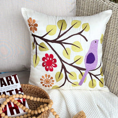 Birdy Style - Multicolor Art Silk Throw Pillow Cover