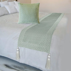 Tessellation Blue - Jacquard Blue Decorative Bed Runner and Pillow Cover