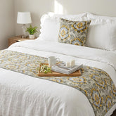 Damask Blaze - Jacquard Grey Decorative Bed Runner and Pillow Cover
