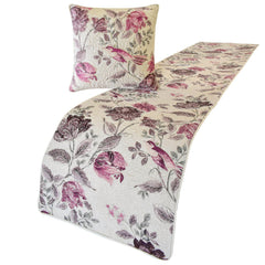Vintage Birdie - Cotton Pink Decorative Bed Runner and Pillow Cover