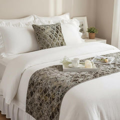 Grey Velvet Verve - Velvet Grey Decorative Bed Runner and Pillow Cover