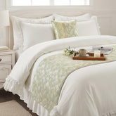 Spinzar - Jacquard Ivory & Gold Decorative Bed Runner and Pillow Cover