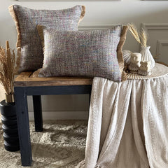 Jute Carnival - Grey Jute Throw Pillow Cover