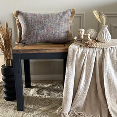 Jute Carnival - Grey Jute Throw Pillow Cover