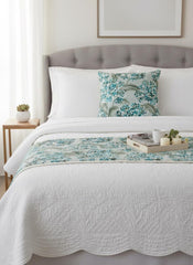Blue Star Fauna - Cotton Blue Decorative Bed Runner and Pillow Cover