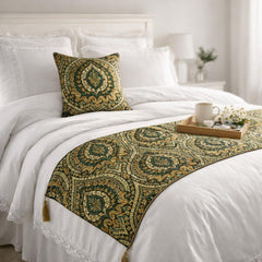 Damask Tapestry Decorative Bed Runner and Pillow Cover