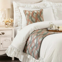 Orange Twirls - Jacquard Orange Decorative Bed Runner and Pillow Cover