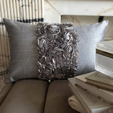 Vintage Silver Love - Art Silk Silver Decorative Lumbar Pillow Cover