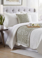 Polished Silver Decorative Bed Runner and Pillow Cover