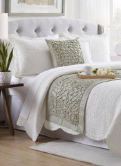 Polished Silver Decorative Bed Runner and Pillow Cover