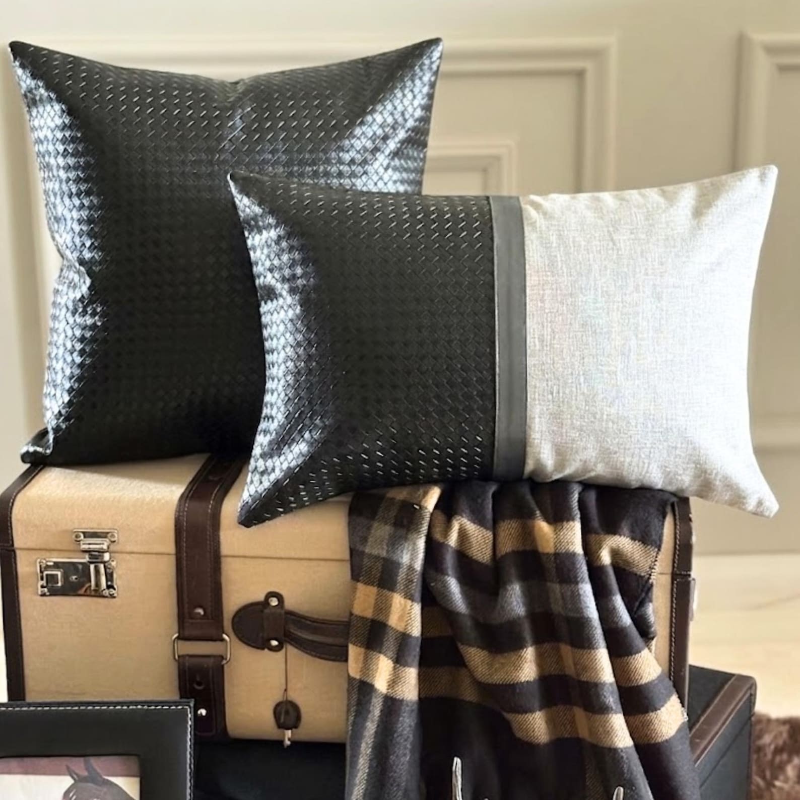 Lux Black Lumbar Pillow Cover