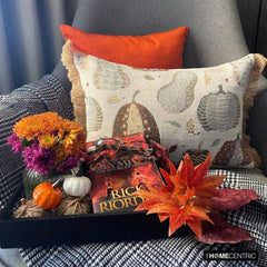 Purple Woven Jacquard Decorative Lumbar Pillow Cover - Cozy Pumpkins