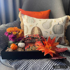 Purple Woven Jacquard Decorative Lumbar Pillow Cover - Cozy Pumpkins