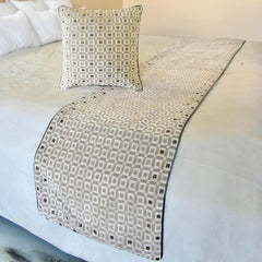 The Brick Effect - Velvet Grey Decorative Bed Runner and Pillow Cover
