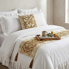 Ornamento Oro Decorative Bed Runner and Pillow Cover