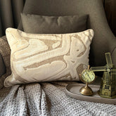 Abstract Drift - Ivory Velvet Lumbar Pillow Cover