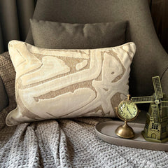 Abstract Drift - Ivory Velvet Lumbar Pillow Cover