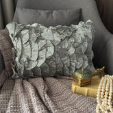 Satin Grey Rectangular Decorative Pillows Cover Vintage Gray Ruffles