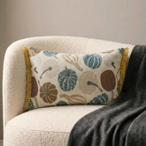 Blue Harvest Pumpkin - Blue Woven Jacquard Decorative Lumbar Pillow Cover
