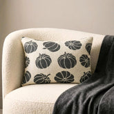 Black Jacquard Decorative Lumbar Pillow Cover - Pumpkin Eclipse