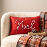 Red Silk Decorative Lumbar Pillow Cover - Noel