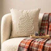 Beige Linen Home Decor Throw Pillow Cover - Snow Pearl Tree