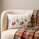 Red Cotton Decorative Lumbar Pillow Cover - Jolly Stocking